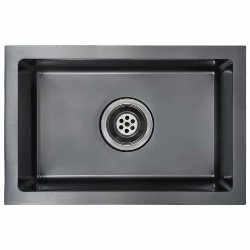 Vidaxl Handmade Kitchen Sink With Strainer Black Stainless Steel, 145082