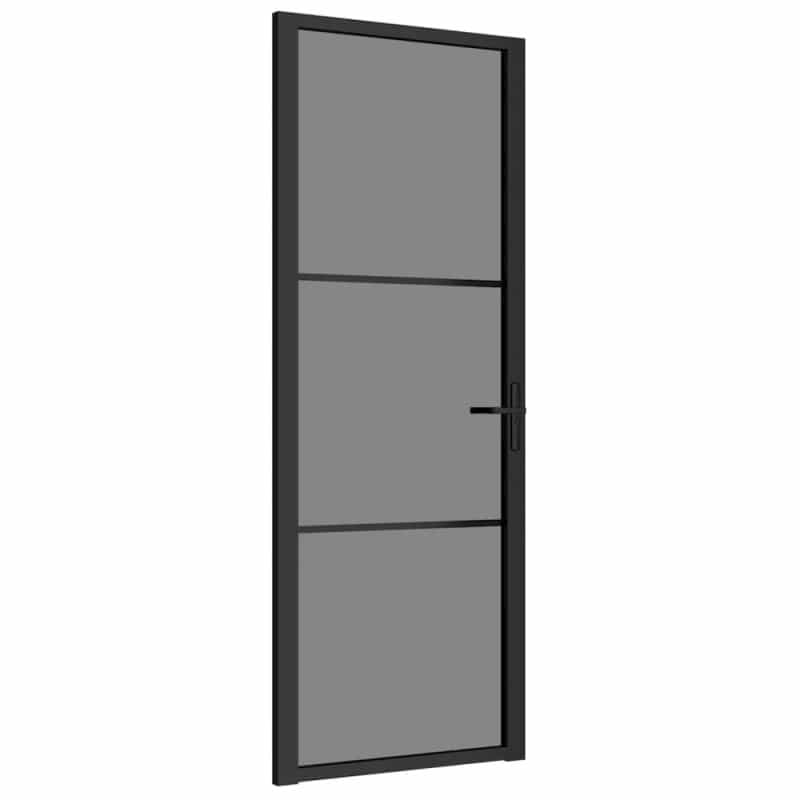 Interior Door 29.9"X79.3" Black Esg Glass And Aluminum