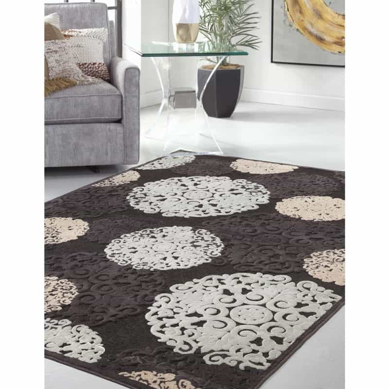 Napa Dante Charcoal/Ivory/Lt. Blue Area Rug, 5'3" X 7'6"