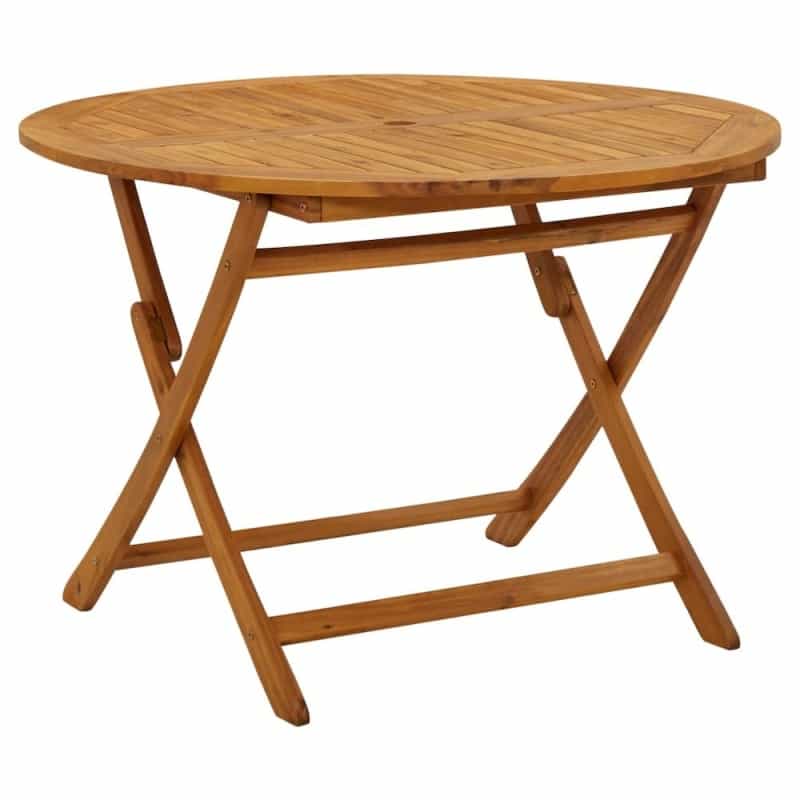 Garden Table Natural Wood Solid Acacia Wood Medium Foldable