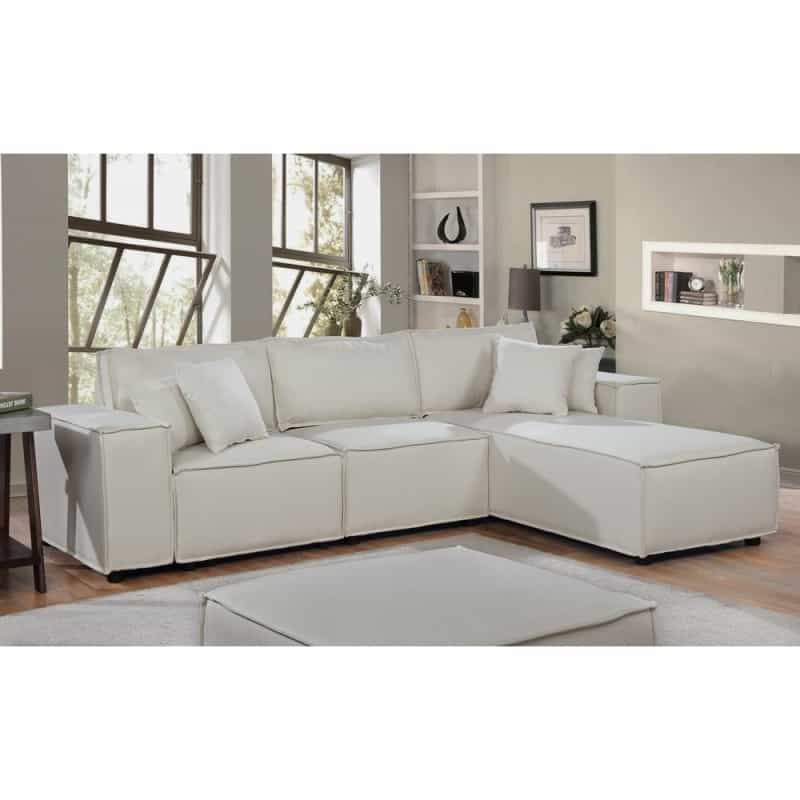 Lilola Harvey Sofa With Reversible Chaise In Beige Linen