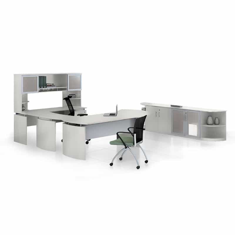 Medina™ Curved Desk Extension, Left - Texturedseasalt