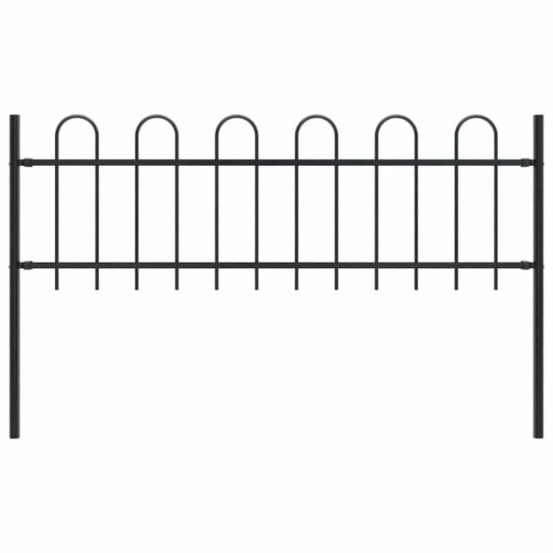 Vidaxl Garden Fence With Spear Top Steel 5.5Ft Black, 144928