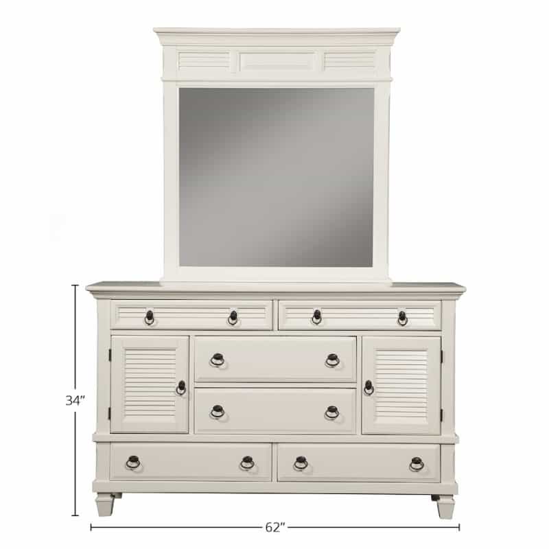 Winchester 6 Drawer Dresser W/2 Cabinets, White
