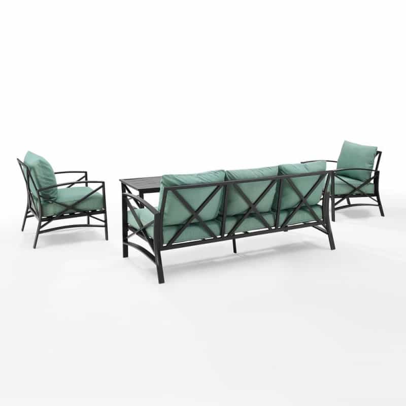 Kaplan 4Pc Outdoor Sofa Patio Furniture Set - Sofa, Coffee Table, & 2 Arm Chairs