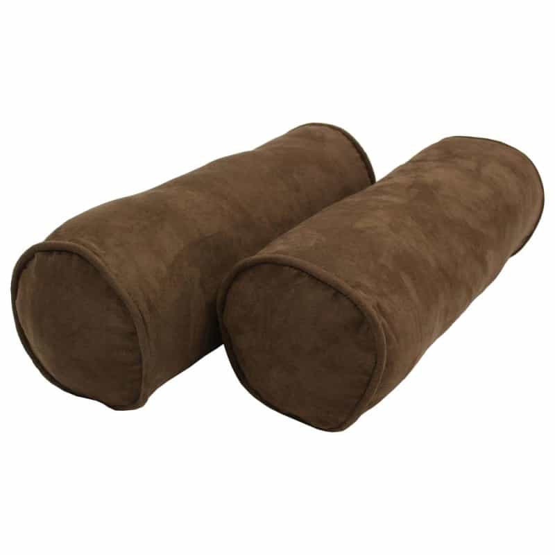 20-Inch By 8-Inch Double-Corded Solid Microsuede Bolster Pillows With Inserts (Set Of 2) 9814-Cd-S2-Ms-Ch