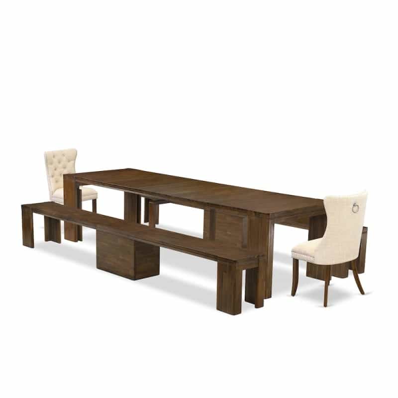 5 Pieces Extendable Dining Set Includes A Rectangle Kitchen Table