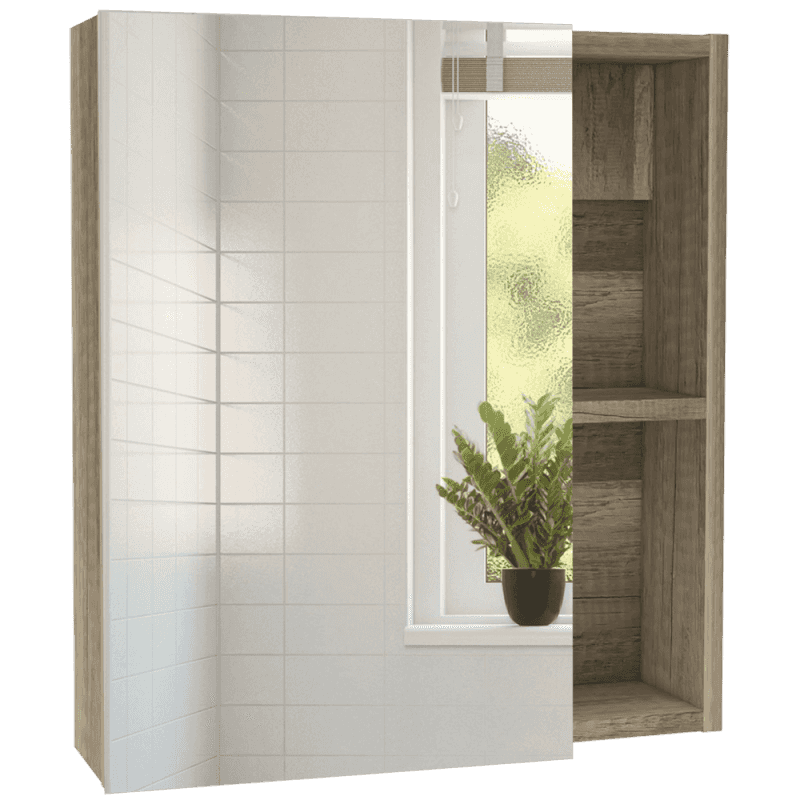 Andes Medicine Cabinet With Mirror Weathered Oak