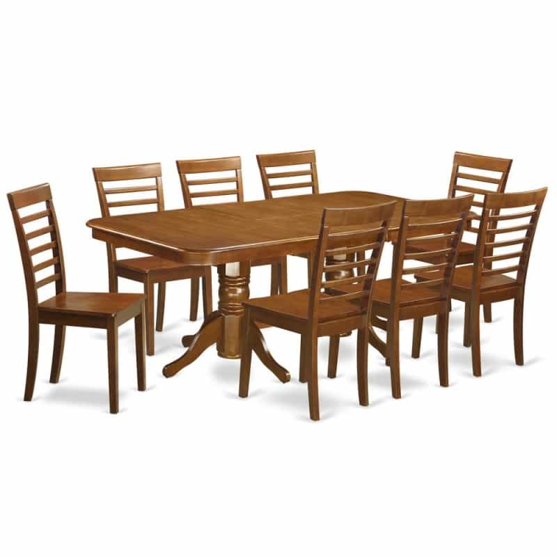 9 Pc Dining Room Set Dining Table With Leaf And 8 Dining Chairs