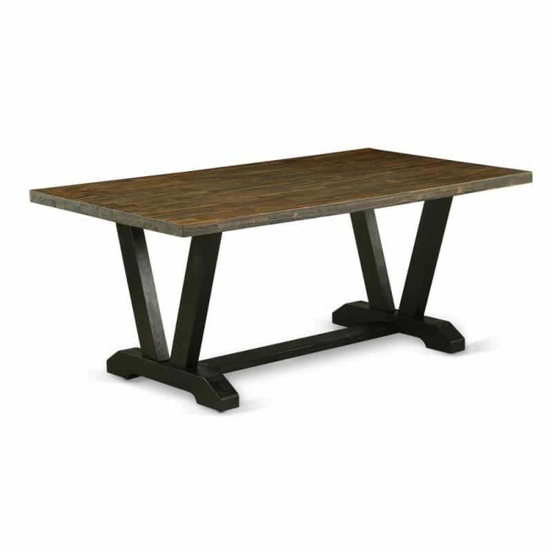 East West Furniture V-Style Mid-Century Modern Dining Rectangle Solid Wood Table Top With Stylish Legs, 40X72 Inch, Vt677