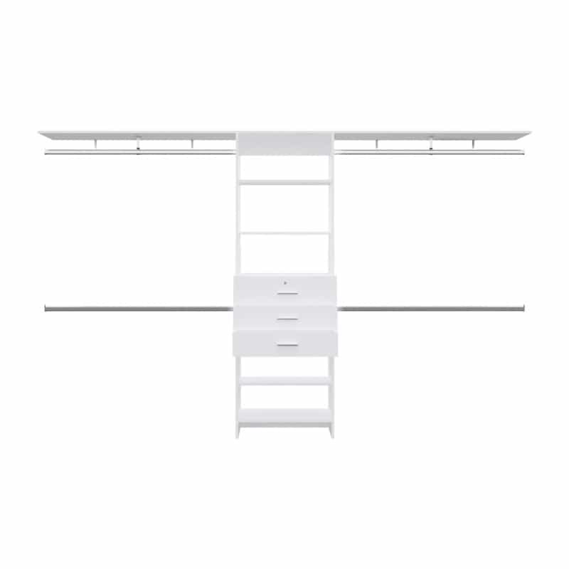 Salina Closet System, 3 Drawers, 5 Shelves, White