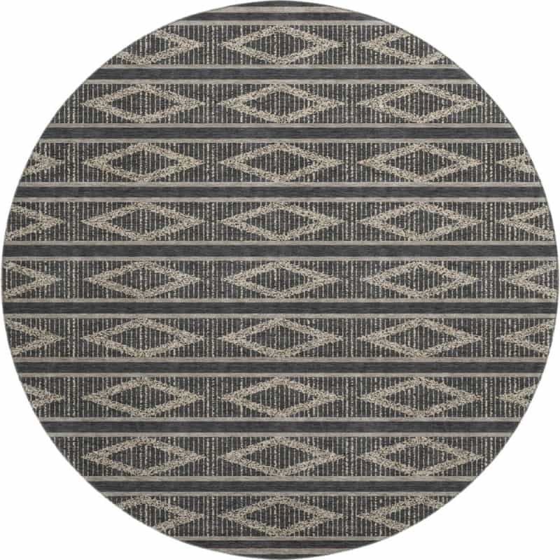 Premium Machine Washable Mayfield Amf1029 Black 8' X 8' Round Rug