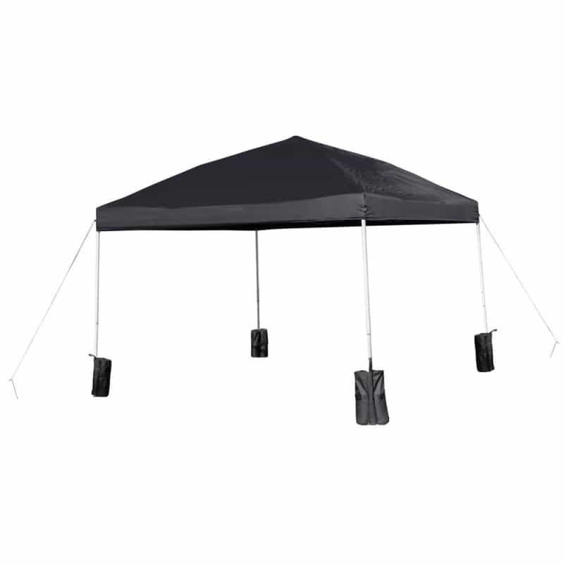 10'X10' Black Event Straight Leg Canopy Tent With Sandbags And Wheeled Case