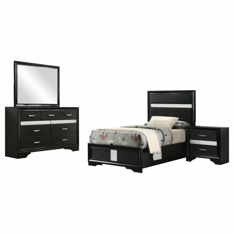 Miranda 4-Piece Twin Bedroom Set Black