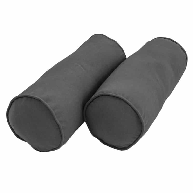 20-Inch By 8-Inch Double-Corded Solid Twill Bolster Pillows With Inserts (Set Of 2), Steel Grey