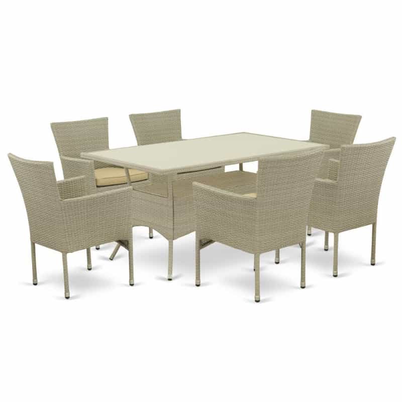 Wicker Patio Set Natural Linen, Osbk7-03a