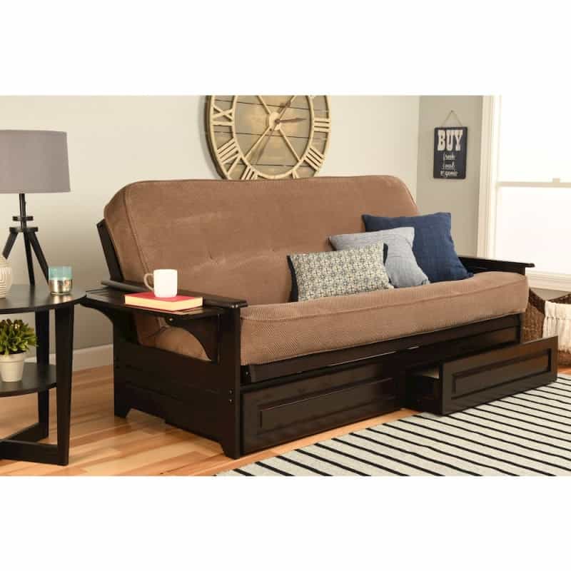 Phoenix Frame-Espresso Finish-Marmont Mocha Mattress-Storage Drawers