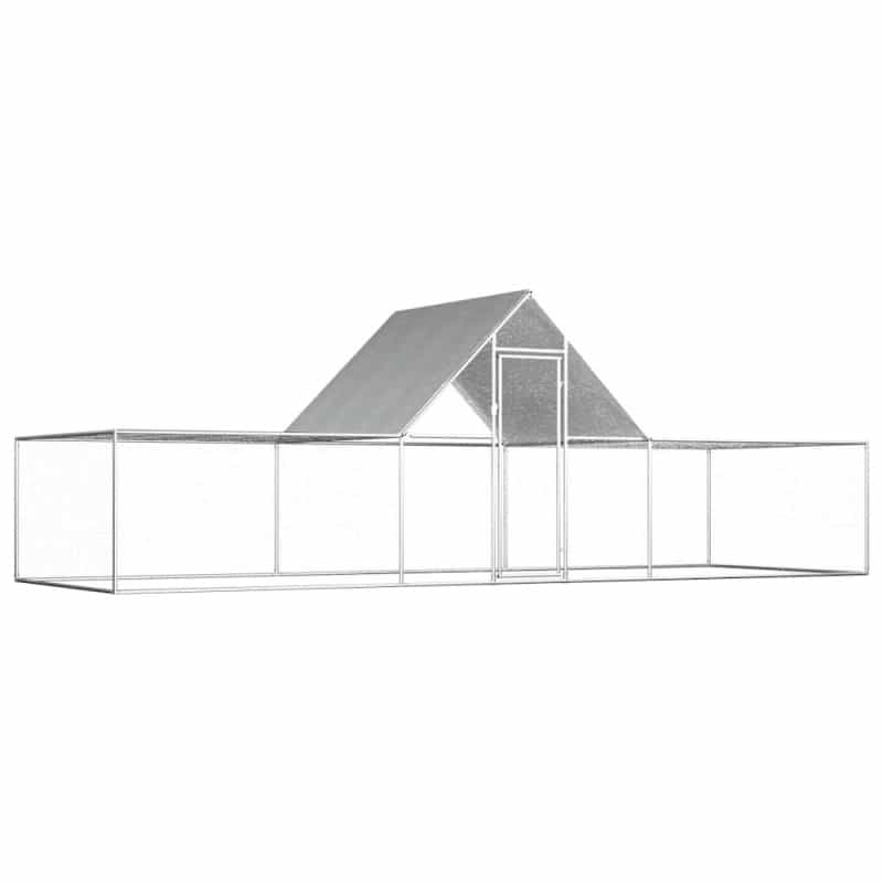 Chicken Coop Silver Galvanized Steel 20 X 6.6 X 6.6 Ft