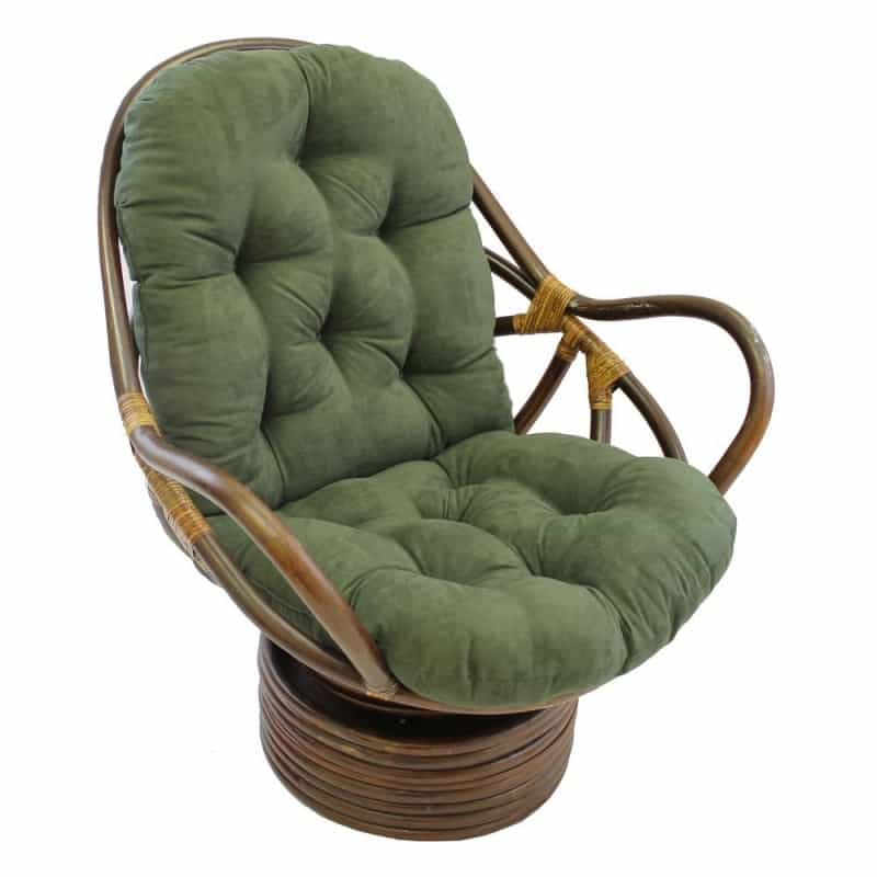Rattan Swivel Rocker With Micro Suede Cushion