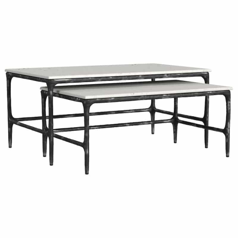 Ebby 2-Piece Genuine Marble Top Nesting Coffee Tables White