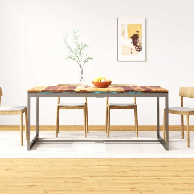 Dining Table Brown And Black Sheesham Wood And Powder-Coated Steel