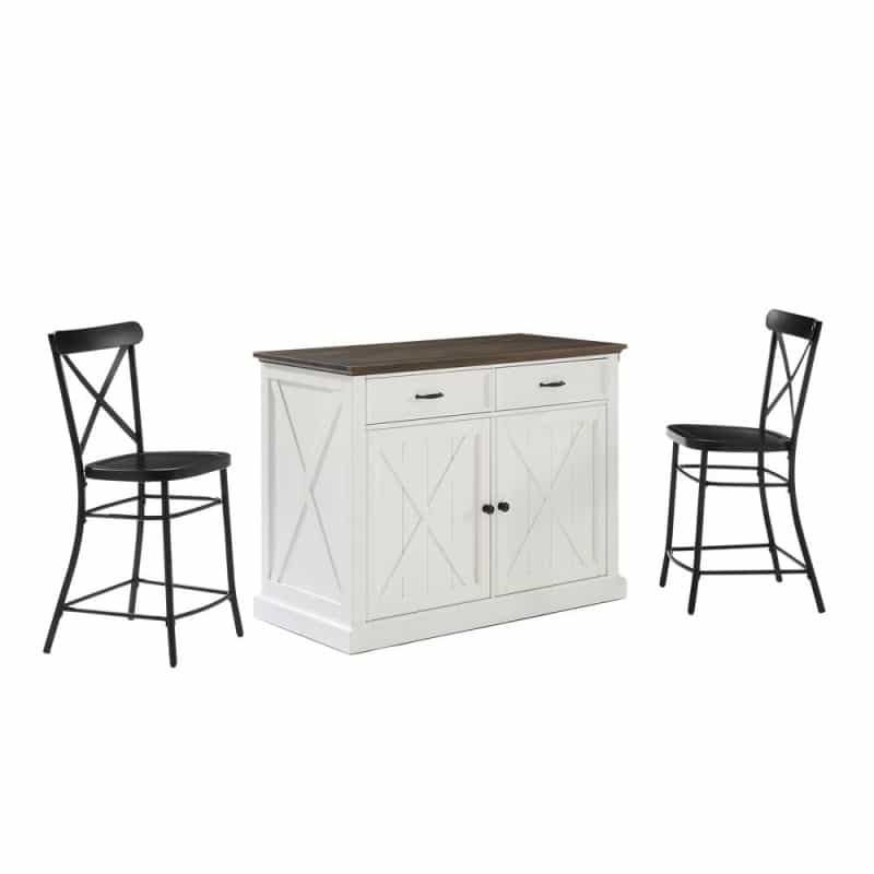 Clifton Kitchen Island W/Camille Stools - Kitchen Island & 2 Stools