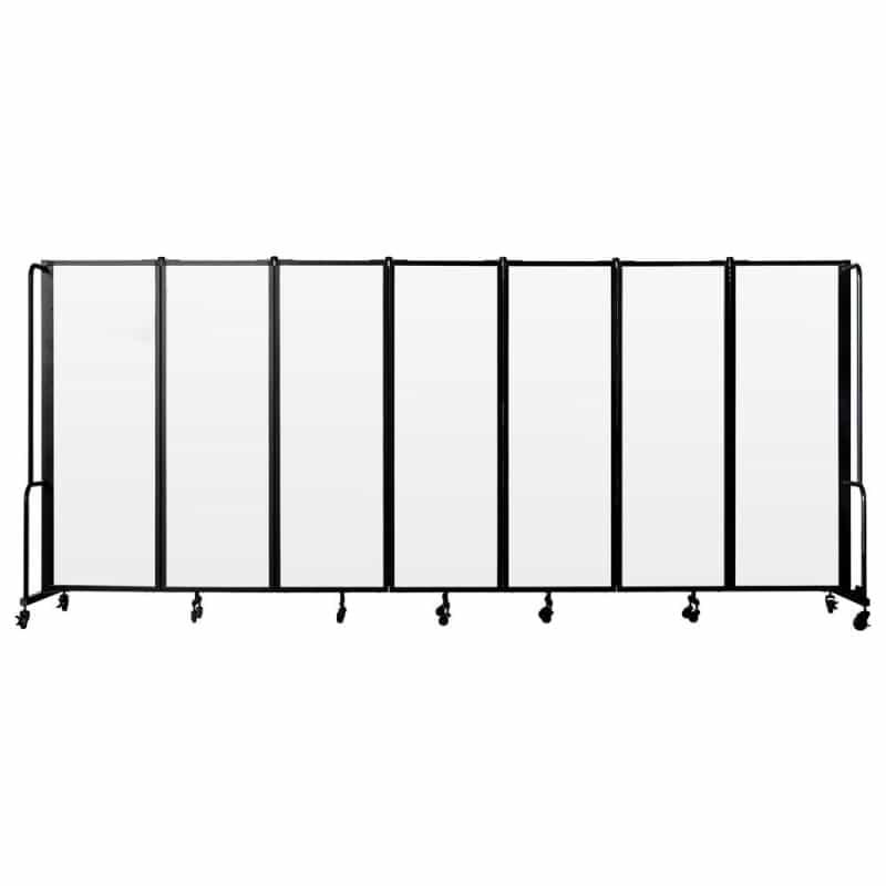Nps® Room Divider, 6' Height, 7 Sections, Clear Acrylic Panels