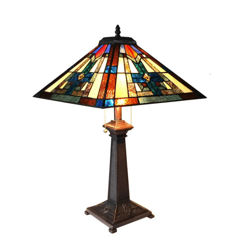 Taite Tiffany-Style 2 Light Mission Table Lamp 16" Shade