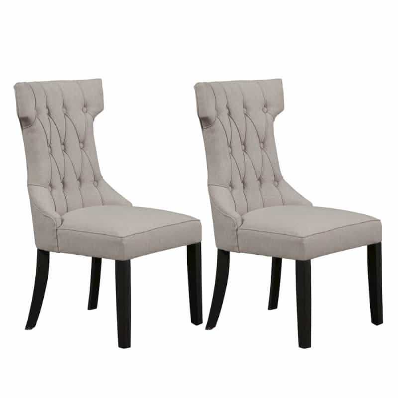Manchester Set Of 2 Upholstered Side Chairs, Light Grey/Black