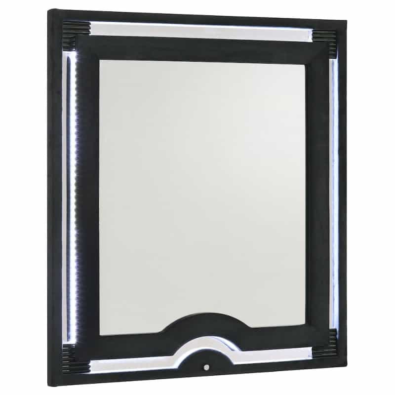 Ravenne Velvet Upholstered Led Dresser Mirror Black