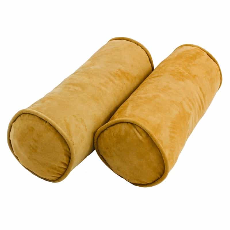 20-Inch By 8-Inch Double-Corded Solid Microsuede Bolster Pillows With Inserts (Set Of 2) 9814-Cd-S2-Ms-Lm