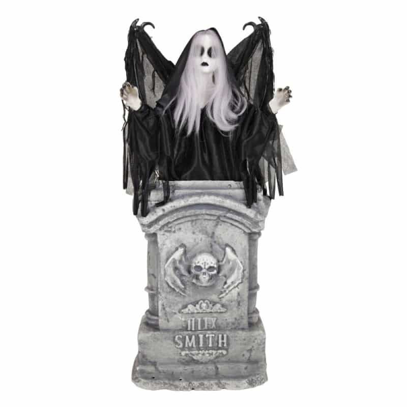 3.1Ft Creepy Girl Raising From The Tombstone With Animated Wings