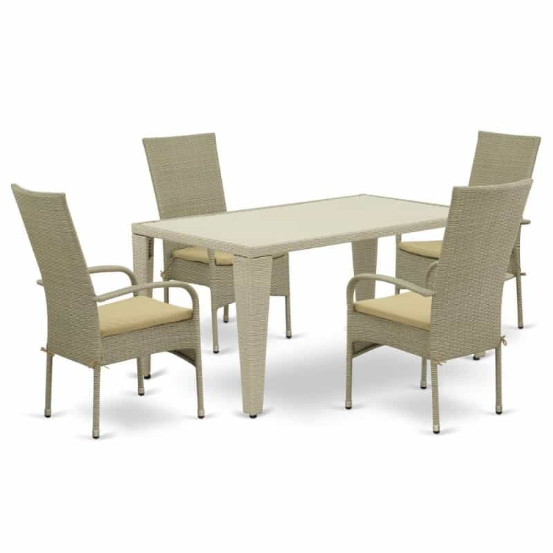 Wicker Patio Set Natural Linen, Guos5-03a