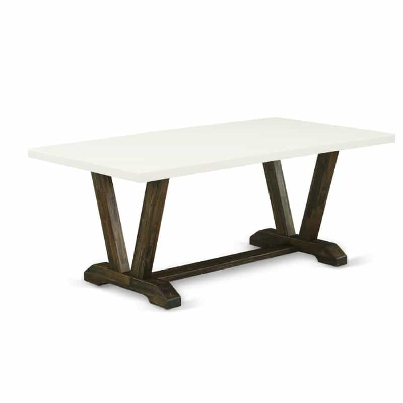 Dining Table Distressed Jacobean & Linen White, Vt727