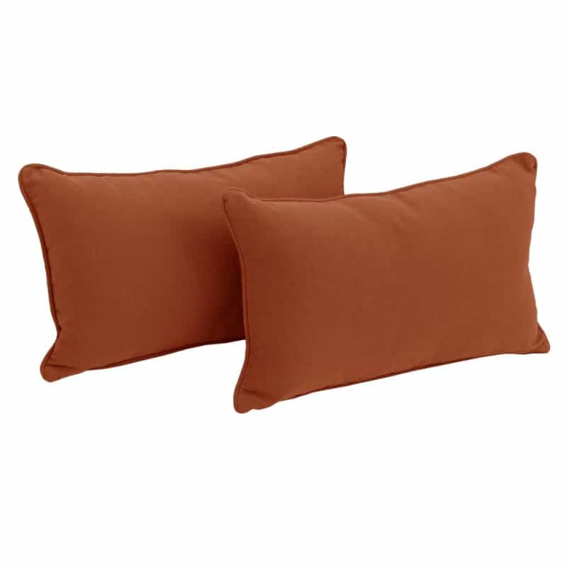 20-Inch By 12-Inch Double-Corded Solid Twill Back Support Pillows With Inserts (Set Of 2), Spice
