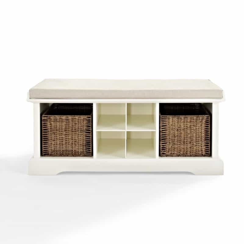 Brennan Entryway Storage Bench - Bench, 2 Wicker Basekets
