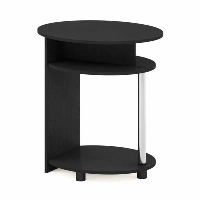 Furinno Jaya Simple Design Oval End Table, Americano, Stainless Steel Tubes