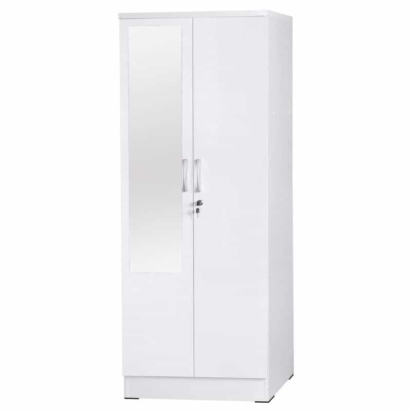 Better Home Products Harmony Two Door Armoire Wardrobe With Mirror In White