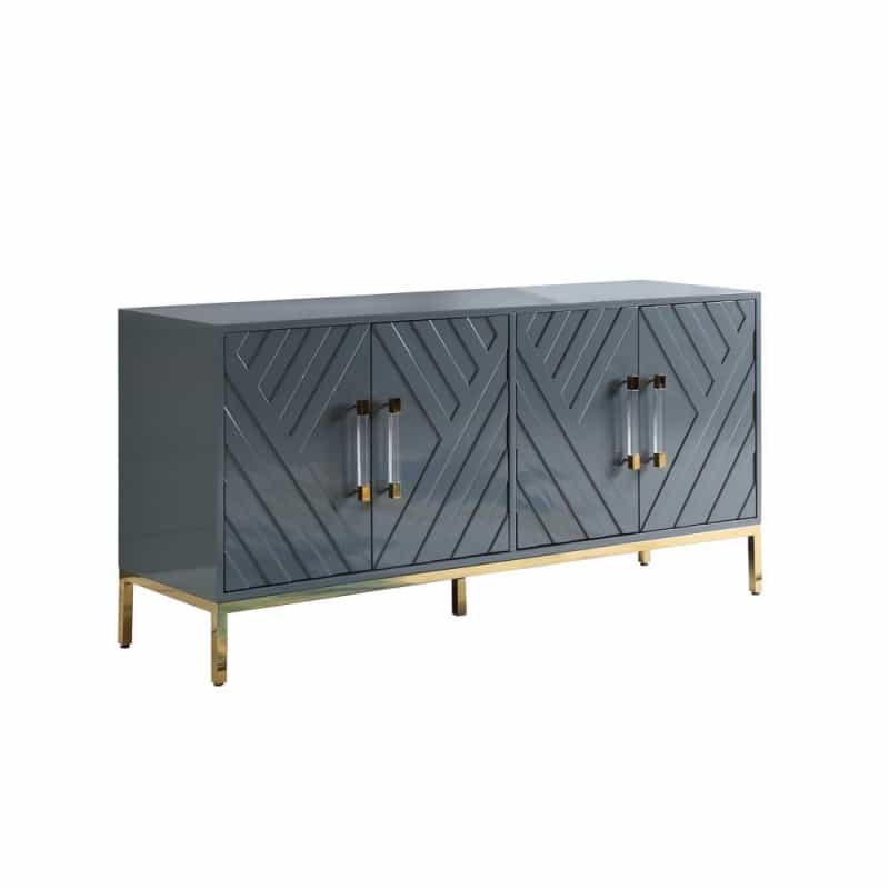Best Master Furniture Junior 64" Transitional Wood Sideboard In Gray/Gold Plated