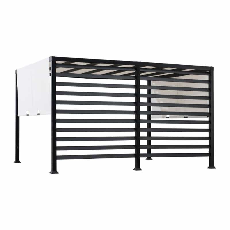 10 Ft. X 12 Ft. Modern Metal Pergola With White Adjustable Garden Shade