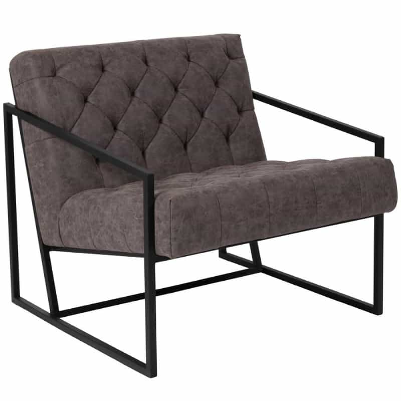 Madison Retro Gray Leathersoft Tufted Lounge Chair