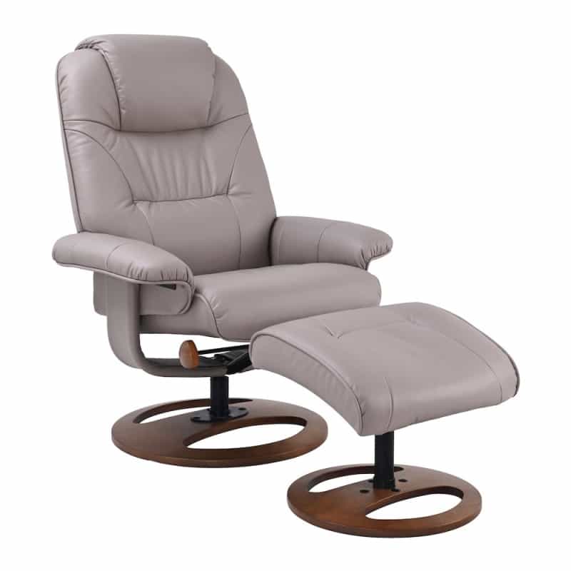 Scandinavian / European-Styled Recliner And Ottoman In Pebble