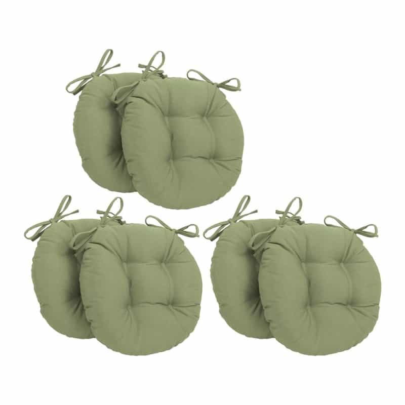 16-Inch Solid Twill Round Tufted Chair Cushions (Set Of 6) 916X16rd-T-6Ch-Tw-Sg