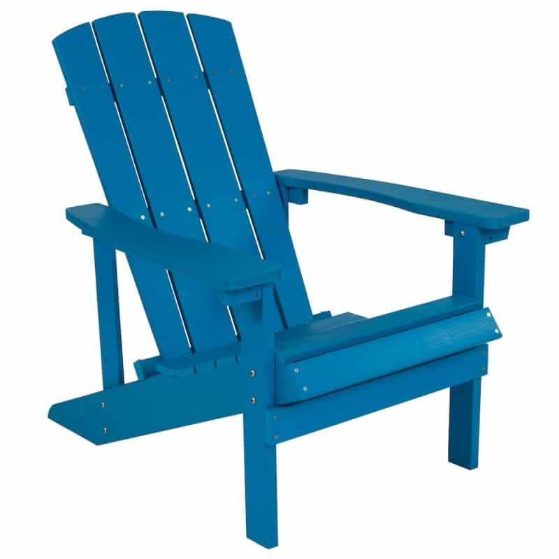 Commercial All-Weather Poly Resin Wood Adirondack Chair In Blue