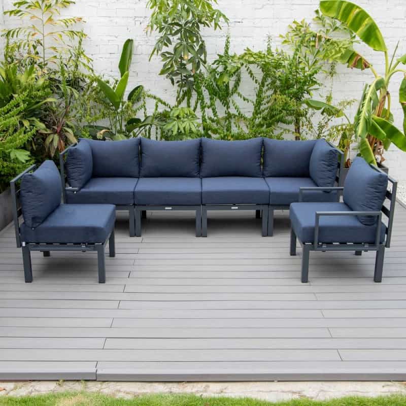 Chelsea 6-Piece Patio Sectional Black Aluminum With Cushions