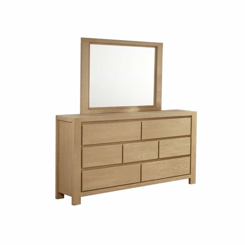 Rubber Wood Light Oak Natuiral Finish Dresser And Mirror