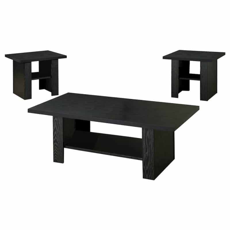 Rodez 3-Piece Engineered Wood Coffee Table Set Black Oak