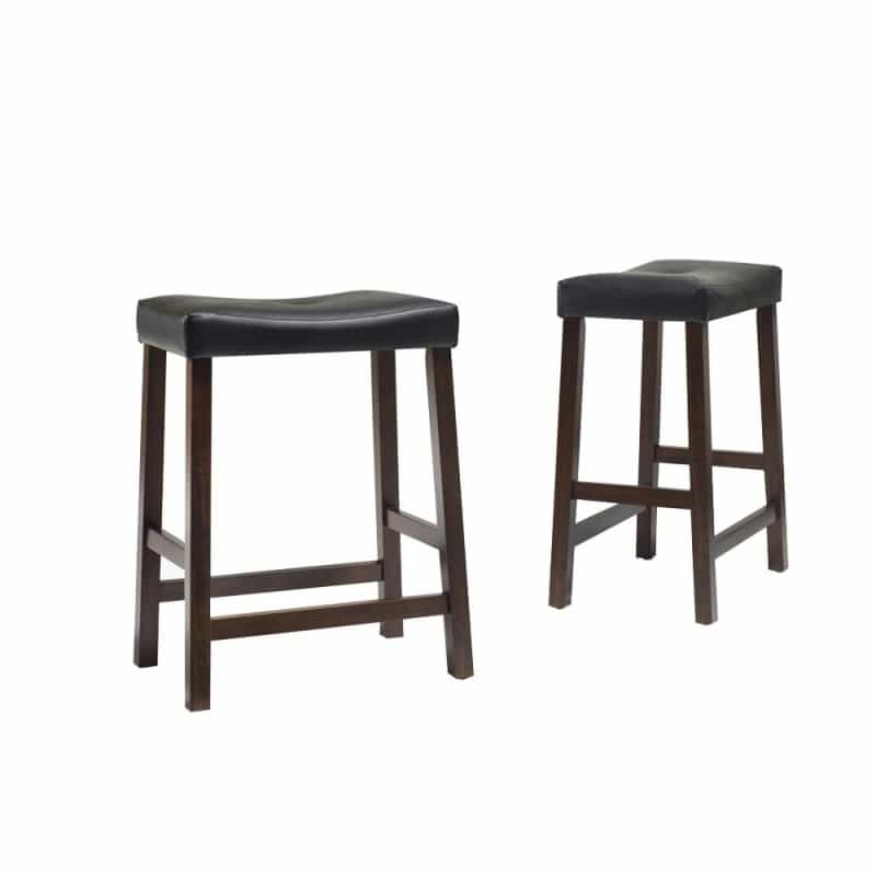 Upholstered Saddle Seat 2Pc Counter Height Bar Stool Set - 2 Stools