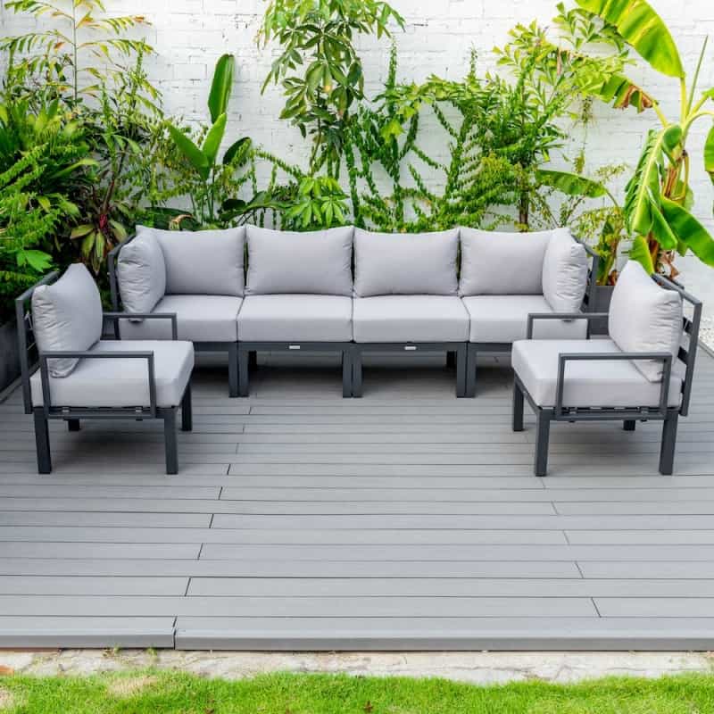 Chelsea 6-Piece Patio Sectional Black Aluminum With Cushions