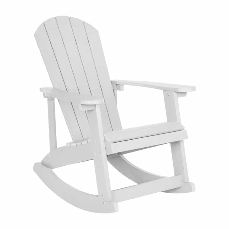 Adirondack Rocking Chair With Rust Resistant Stainless Steel Hardware In White
